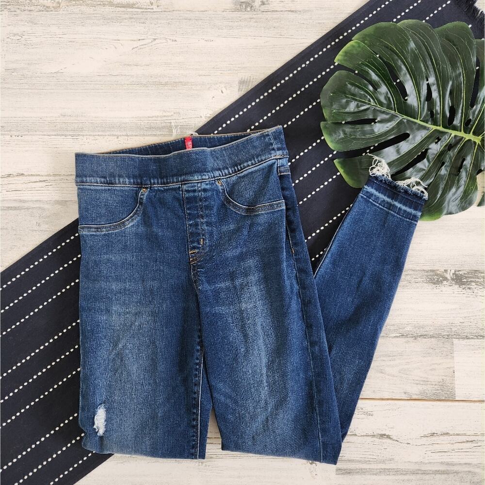 Spanx Distressed Ankle Skinny Jeans Medium Wash Size Small